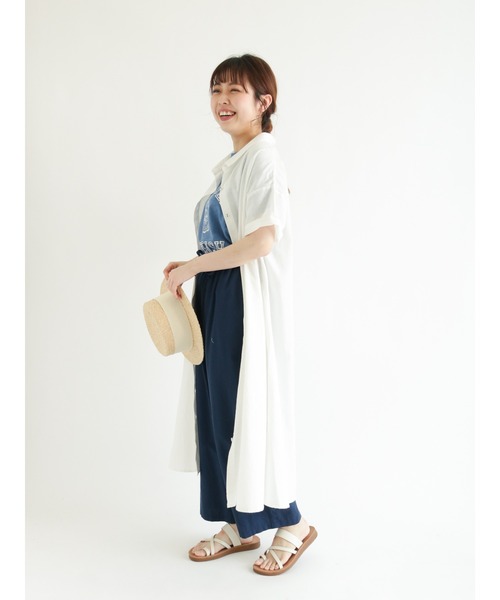 Samansa Mos2（サマンサ モスモス）の「スラブ天竺後ろリボンカレッジTシャツ（Tシャツ/カットソー・レディース・ネイビー/ピンク/イエロー/ブルー/グリーン/キナリ・ﾌﾘ-）」の13枚目の写真