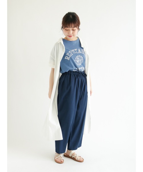 Samansa Mos2（サマンサ モスモス）の「スラブ天竺後ろリボンカレッジTシャツ（Tシャツ/カットソー・レディース・ネイビー/ピンク/イエロー/ブルー/グリーン/キナリ・ﾌﾘ-）」の14枚目の写真