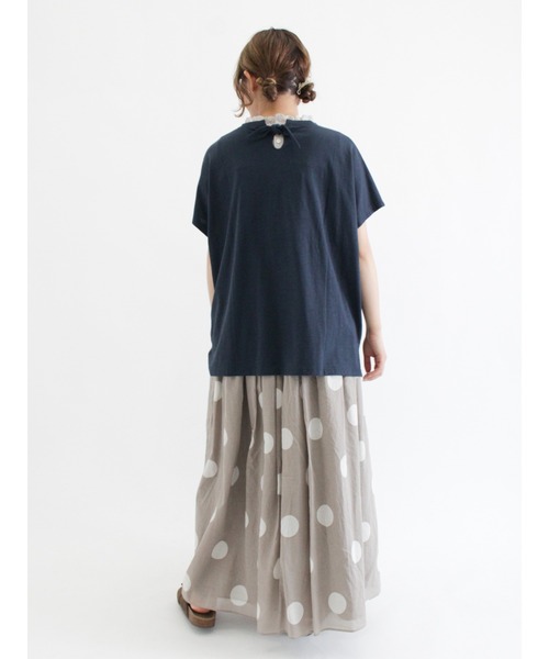 Samansa Mos2（サマンサ モスモス）の「スラブ天竺後ろリボンカレッジTシャツ（Tシャツ/カットソー・レディース・ネイビー/ピンク/イエロー/ブルー/グリーン/キナリ・ﾌﾘ-）」の19枚目の写真