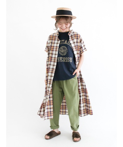 Samansa Mos2（サマンサ モスモス）の「スラブ天竺後ろリボンカレッジTシャツ（Tシャツ/カットソー・レディース・ネイビー/ピンク/イエロー/ブルー/グリーン/キナリ・ﾌﾘ-）」の17枚目の写真