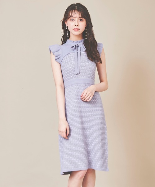 31 Sons de mode（トランテアン　ソン　ドゥ　モード）の「ベア切替ニットツイードワンピース（ワンピース・レディース・ブラウン/サックスブルー・36）」の15枚目の写真