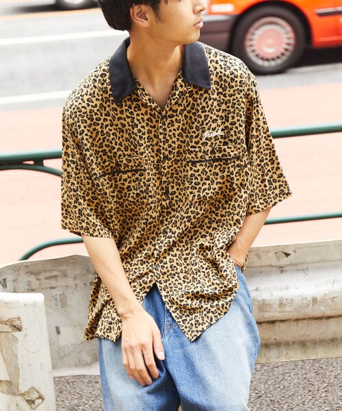 FREAK'S STORE ヒョウ柄　レーヨン シャツ ボーリングシャツ　黒　M FREAK'S STORE（フリークスストア）の「FREAK'S STORE