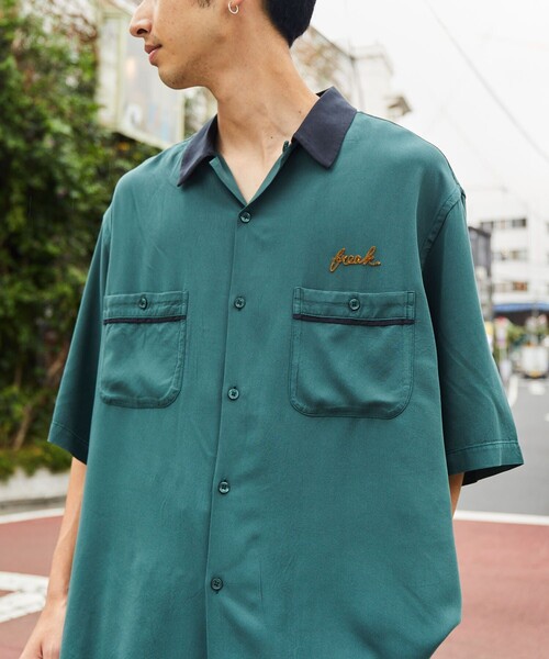 FREAK'S STORE(フリークスストア)の「FREAK'S STORE/フリークスストア VINTAGE ボーリングシャツ SOLID/オープンカラーシャツ(シャツ/ブラウス・メンズ・グリーン/ブラック/オフホワイト/レオパード/その他9・LARGE/SMALL/MEDIUM)」の9枚目の写真