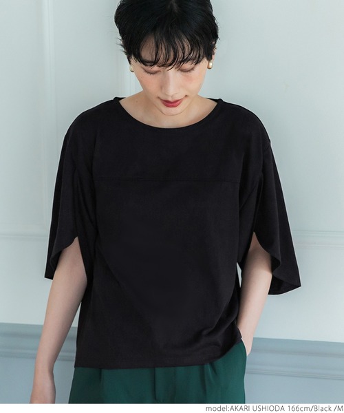 coca（coca）（コカ）の「変形袖Tee（Tシャツ/カットソー・レディース・ホワイト/ブラック・M/L）」の13枚目の写真