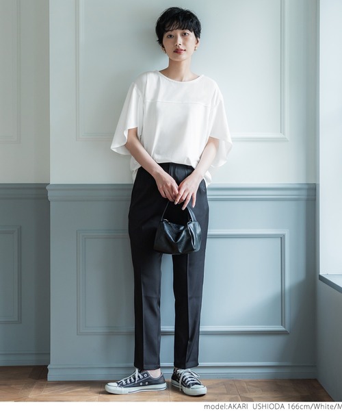 coca（coca）（コカ）の「変形袖Tee（Tシャツ/カットソー・レディース・ホワイト/ブラック・M/L）」の3枚目の写真