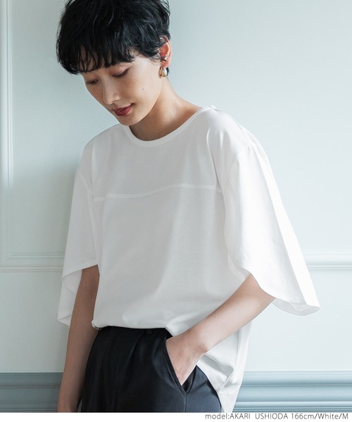 coca（coca）（コカ）の「変形袖Tee（Tシャツ/カットソー・レディース・ホワイト/ブラック・M/L）」の4枚目の写真