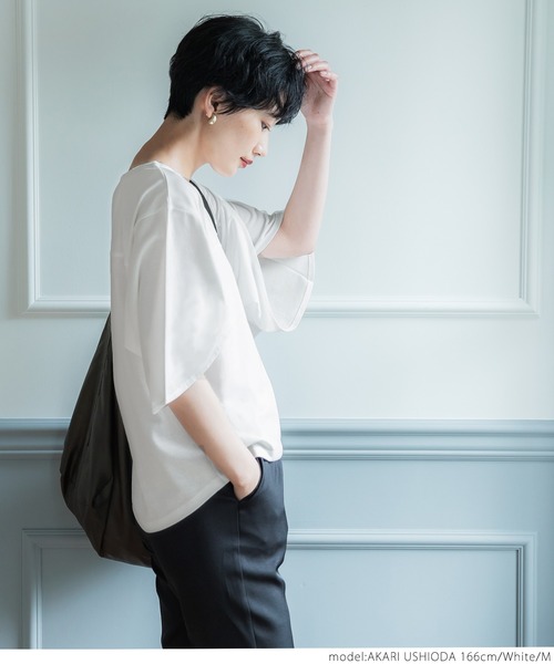 coca（coca）（コカ）の「変形袖Tee（Tシャツ/カットソー・レディース・ホワイト/ブラック・M/L）」の5枚目の写真