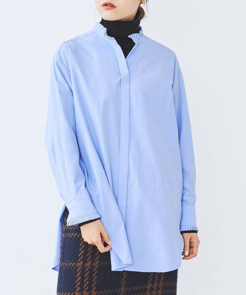 le.coeur blanc(ルクールブラン)の「プリーツカラーロングシャツ(シャツ/ブラウス・レディース・オフホワイト/サックスブルー/ブルー系その他4・38)」の1枚目の写真