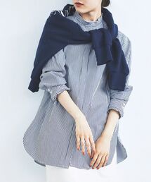 le.coeur blanc | プリーツカラーロングシャツ(シャツ/ブラウス)