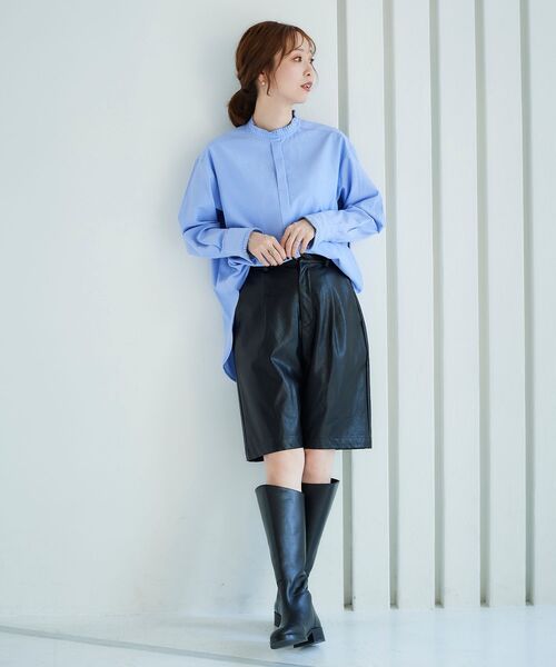 le.coeur blanc(ルクールブラン)の「プリーツカラーロングシャツ(シャツ/ブラウス・レディース・オフホワイト/サックスブルー/ブルー系その他4・38)」の8枚目の写真