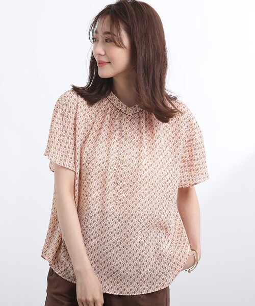 ◆【WEB限定カラーあり/接触冷感/洗える】バンドカラーブラウス