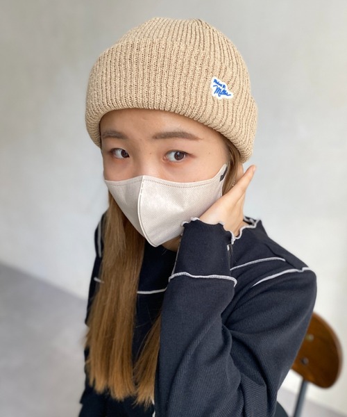 MILLER（ミラー）の「ロゴ刺繍パネルリブニットキャップ（ニットキャップ/ビーニー・レディース・アイボリー/ブラック/ベージュ/グリーン/オレンジ・FREE）」の3枚目の写真