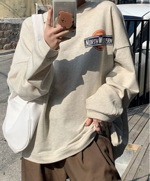 ARCADE | NORTH WESTERN ロゴ 韓国風 ルーズスウェットプルオーバー ロンTEE(スウェット)