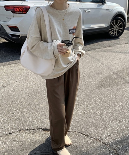 ARCADE（アーケード）の「NORTH WESTERN ロゴ 韓国風 ルーズスウェットプルオーバー ロンTEE（スウェット・レディース・ネイビー/グレー・FREE）」の3枚目の写真