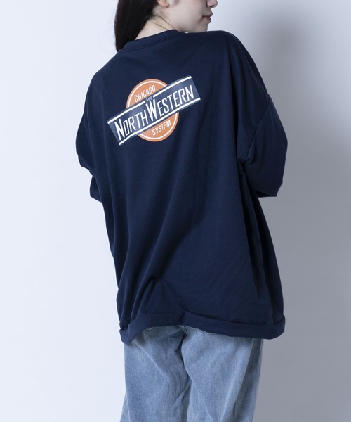 ARCADE（アーケード）の「NORTH WESTERN ロゴ 韓国風 ルーズスウェットプルオーバー ロンTEE（スウェット・レディース・ネイビー/グレー・FREE）」の15枚目の写真