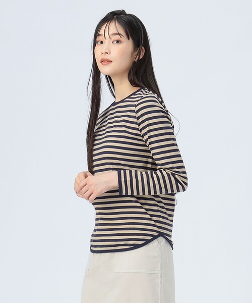 BEAMS HEART（ビームスハート）の「コットン天竺 ボーダー カットソー（Tシャツ/カットソー・レディース・オフホワイト/ベージュ/オリーブ/チャコールグレー/グリーン・FREE）」の21枚目の写真