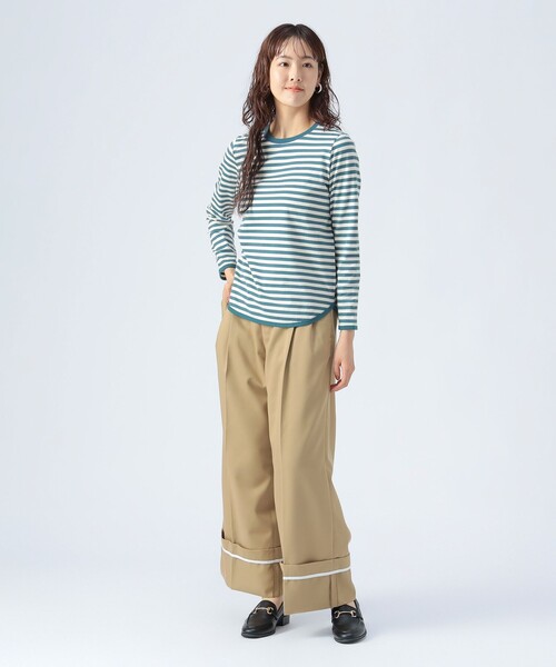 BEAMS HEART（ビームスハート）の「コットン天竺 ボーダー カットソー（Tシャツ/カットソー・レディース・オフホワイト/ベージュ/オリーブ/チャコールグレー/グリーン・FREE）」の22枚目の写真