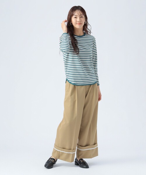 BEAMS HEART（ビームスハート）の「コットン天竺 ボーダー カットソー（Tシャツ/カットソー・レディース・オフホワイト/ベージュ/オリーブ/チャコールグレー/グリーン・FREE）」の13枚目の写真