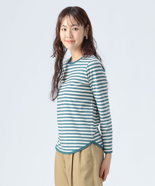 BEAMS HEART（ビームスハート）の「コットン天竺 ボーダー カットソー（Tシャツ/カットソー・レディース・オフホワイト/ベージュ/オリーブ/チャコールグレー/グリーン・FREE）」の15枚目の写真