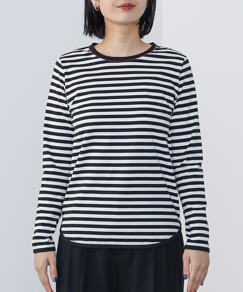 BEAMS HEART（ビームスハート）の「コットン天竺 ボーダー カットソー（Tシャツ/カットソー・レディース・オフホワイト/ベージュ/オリーブ/チャコールグレー/グリーン・FREE）」の17枚目の写真