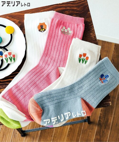 アデリアレトロ（アデリアレトロ）の「アデリアレトロ　ソックス（ソックス/靴下・キッズ・ホワイト/オフホワイト/サックスブルー/ピンク・24/15 /18/21）」の11枚目の写真