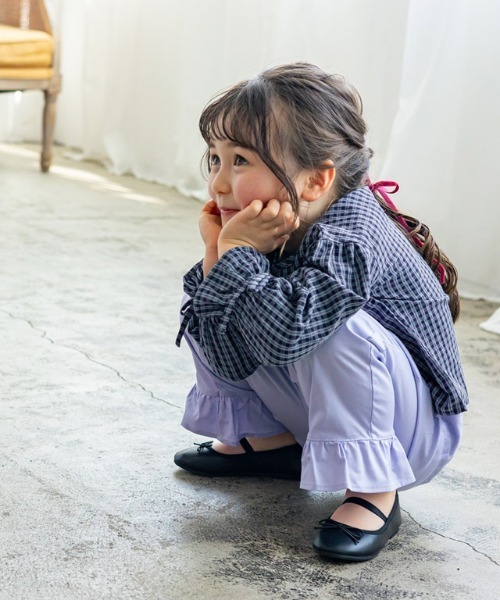 lulpini（ルルピー二）の「kids 2wayチェックキャンディブラウス（シャツ/ブラウス・キッズ・ブラック×ホワイト/ネイビー系・S/M/L）」の10枚目の写真