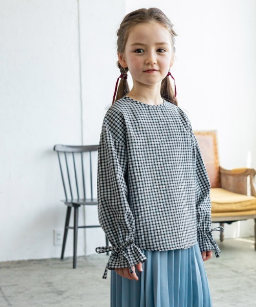 lulpini（ルルピー二）の「kids 2wayチェックキャンディブラウス（シャツ/ブラウス・キッズ・ブラック×ホワイト/ネイビー系・S/M/L）」の19枚目の写真