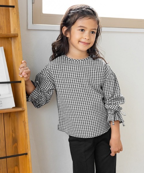 lulpini（ルルピー二）の「kids 2wayチェックキャンディブラウス（シャツ/ブラウス・キッズ・ブラック×ホワイト/ネイビー系・S/M/L）」の13枚目の写真