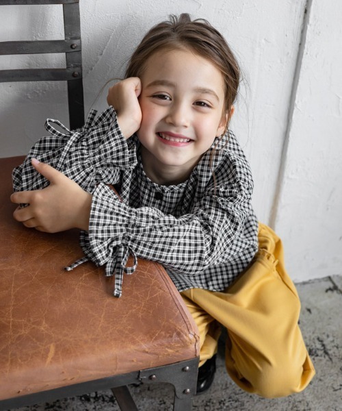 lulpini（ルルピー二）の「kids 2wayチェックキャンディブラウス（シャツ/ブラウス・キッズ・ブラック×ホワイト/ネイビー系・S/M/L）」の17枚目の写真
