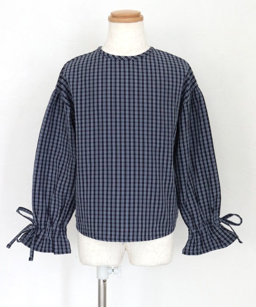 lulpini（ルルピー二）の「kids 2wayチェックキャンディブラウス（シャツ/ブラウス・キッズ・ブラック×ホワイト/ネイビー系・S/M/L）」の12枚目の写真