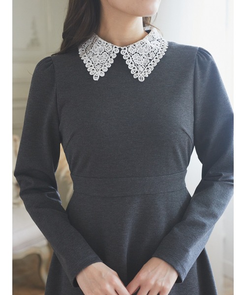 Areeam（アリーム）の「衿レースワンピース（ドレス・レディース・チャコールグレー/ベージュ・FREE）」の12枚目の写真