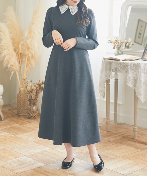 Areeam（アリーム）の「衿レースワンピース（ドレス・レディース・チャコールグレー/ベージュ・FREE）」の9枚目の写真