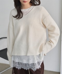 セール】アンゴララメ ニュアンスVネックプルオーバー◇（ニット