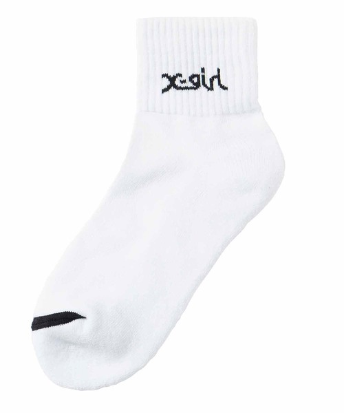 X-girl(エックスガール)の「※LOGO 2P SOCKS(ソックス/靴下・レディース・ホワイト・ONE SIZE)」の5枚目の写真