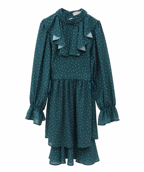 31 Sons de mode(トランテアン ソン ドゥ モード)の「ドットプリントミニワンピース(ワンピース・レディース・グリーン/オフホワイト・38/36)」の4枚目の写真