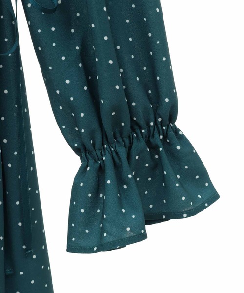 31 Sons de mode(トランテアン ソン ドゥ モード)の「ドットプリントミニワンピース(ワンピース・レディース・グリーン/オフホワイト・38/36)」の7枚目の写真