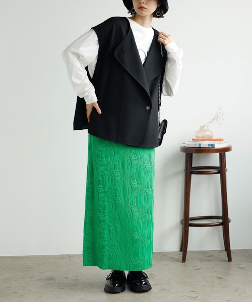 GeeRA(ジーラ)の「変形プリーツタイトスカート(スカート・レディース・ブラック/グリーン/ブルー・SMALL/MEDIUM/LARGE)」の10枚目の写真