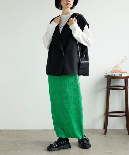 GeeRA(ジーラ)の「変形プリーツタイトスカート(スカート・レディース・ブラック/グリーン/ブルー・SMALL/MEDIUM/LARGE)」の11枚目の写真