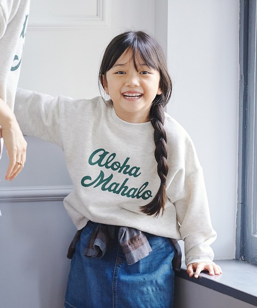 coca(coca)(コカ)の「キッズ 親子お揃い古着加工裏起毛アソートスウェット(スウェット・キッズ・パープル/ライトグレー/ブラック/カーキ・100/110/120/130/140)」の3枚目の写真