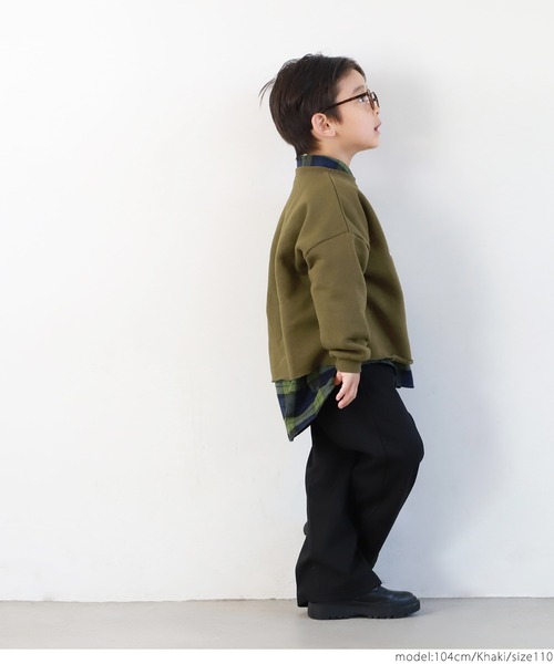 coca(coca)(コカ)の「キッズ 親子お揃い古着加工裏起毛アソートスウェット(スウェット・キッズ・パープル/ライトグレー/ブラック/カーキ・100/110/120/130/140)」の12枚目の写真