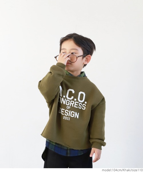 coca(coca)(コカ)の「キッズ 親子お揃い古着加工裏起毛アソートスウェット(スウェット・キッズ・パープル/ライトグレー/ブラック/カーキ・100/110/120/130/140)」の14枚目の写真