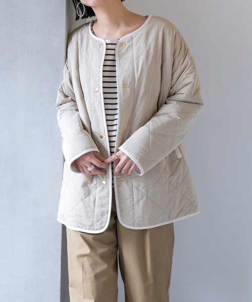 NANO universe（ナノユニバース）の「LB.04/THERMOLITE(R)中綿リバーシブルブルゾン（ブルゾン・レディース・ブラック/カーキ/ベージュ・FREE）」の3枚目の写真