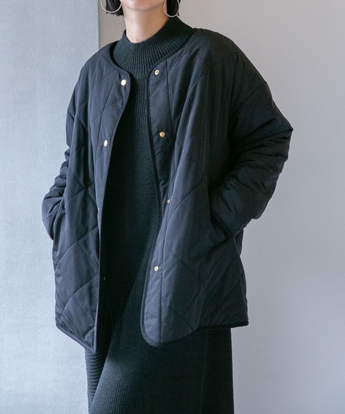 NANO universe（ナノユニバース）の「LB.04/THERMOLITE(R)中綿リバーシブルブルゾン（ブルゾン・レディース・ブラック/カーキ/ベージュ・FREE）」の2枚目の写真