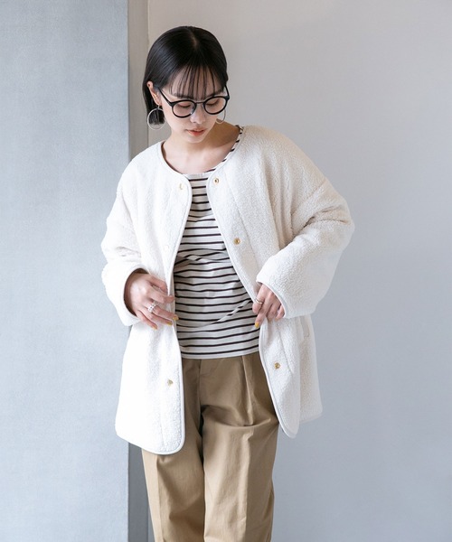 NANO universe（ナノユニバース）の「LB.04/THERMOLITE(R)中綿リバーシブルブルゾン（ブルゾン・レディース・ブラック/カーキ/ベージュ・FREE）」の13枚目の写真