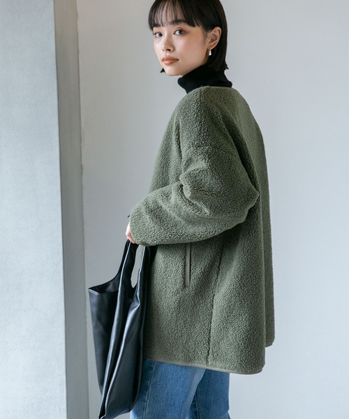 NANO universe（ナノユニバース）の「LB.04/THERMOLITE(R)中綿リバーシブルブルゾン（ブルゾン・レディース・ブラック/カーキ/ベージュ・FREE）」の16枚目の写真