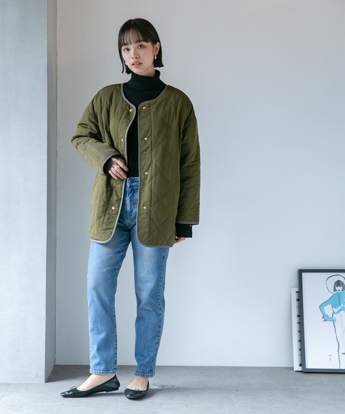 NANO universe（ナノユニバース）の「LB.04/THERMOLITE(R)中綿リバーシブルブルゾン（ブルゾン・レディース・ブラック/カーキ/ベージュ・FREE）」の18枚目の写真