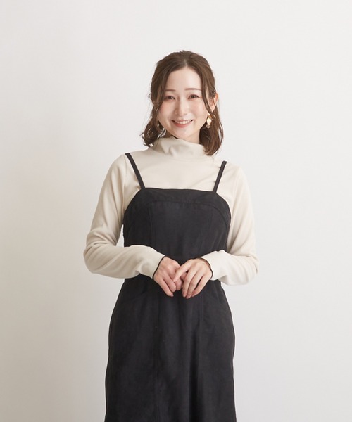 PAPAVER(パパヴェル)の「【papaver】起毛テレコハイネック(Tシャツ/カットソー・レディース・ブラック/アイボリー・MEDIUM)」の3枚目の写真