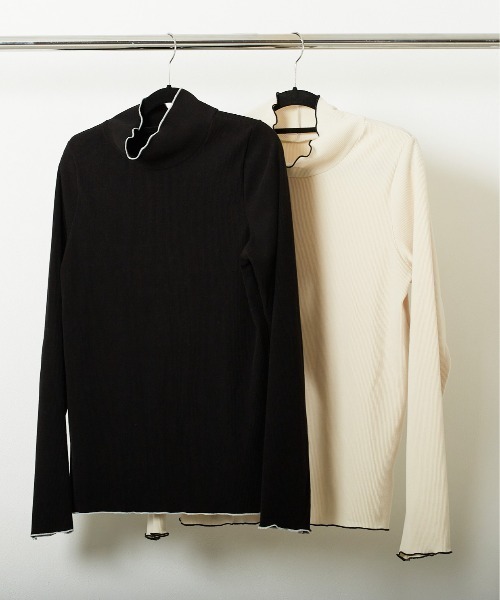 PAPAVER(パパヴェル)の「【papaver】起毛テレコハイネック(Tシャツ/カットソー・レディース・ブラック/アイボリー・MEDIUM)」の9枚目の写真