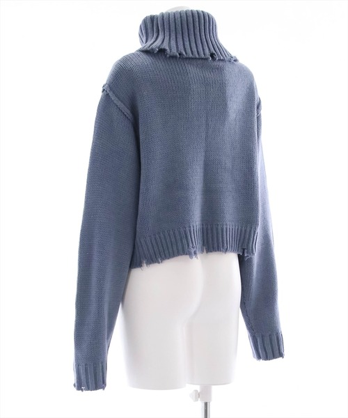 clear（クリア）の「ダメージタートルショートニットトップス（ニット/セーター・レディース・ブルーグレー/アイボリー/ベージュ/ブラック・F）」の9枚目の写真