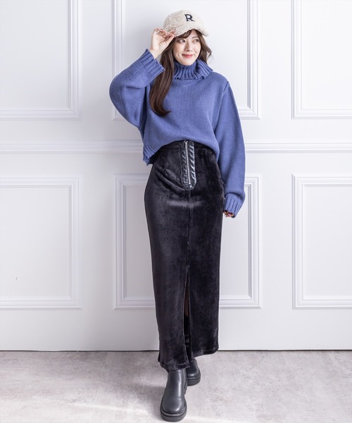 clear（クリア）の「ダメージタートルショートニットトップス（ニット/セーター・レディース・ブルーグレー/アイボリー/ベージュ/ブラック・F）」の12枚目の写真